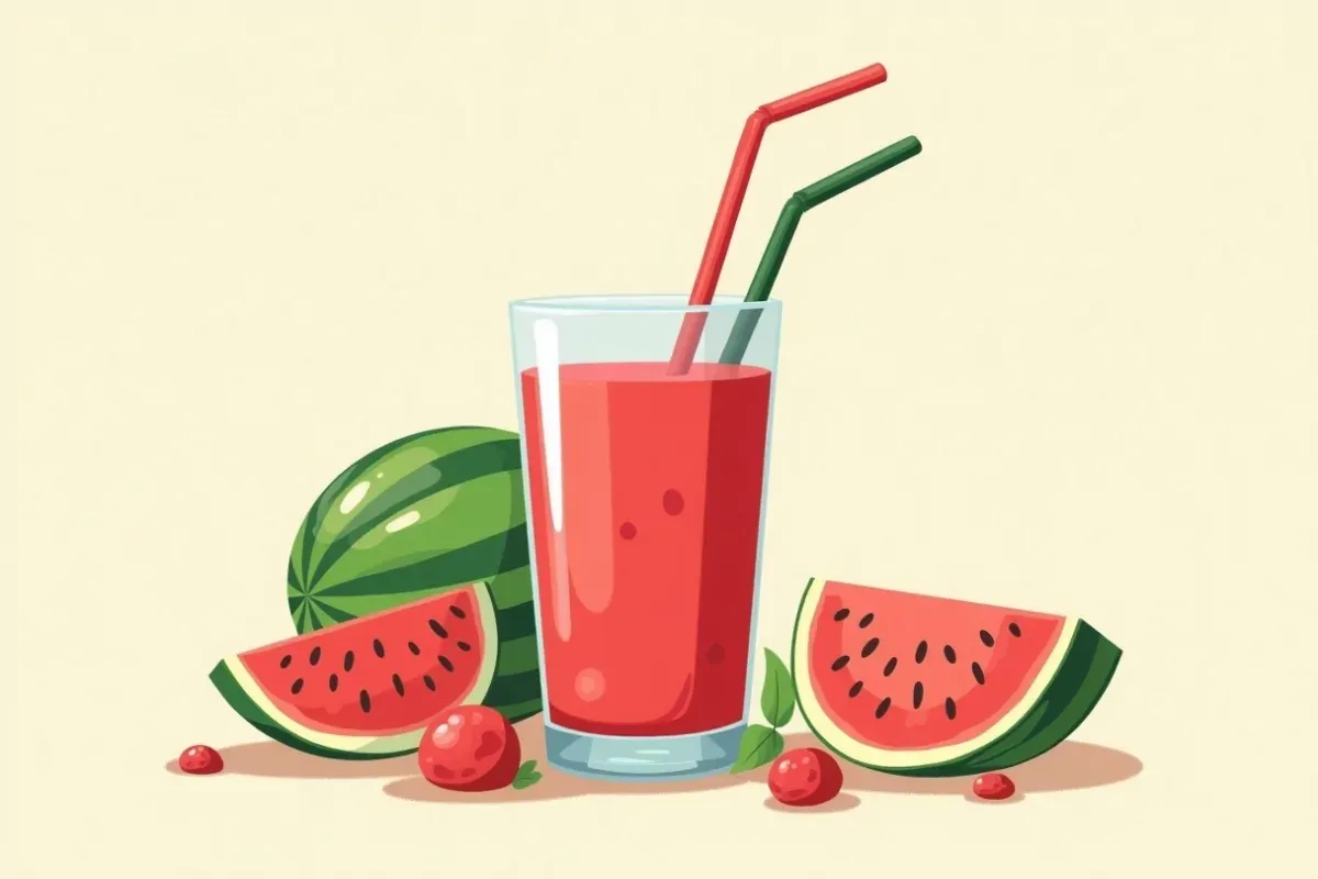 Watermelon Mint Detox Juice - Studio Ghibli anime illustration