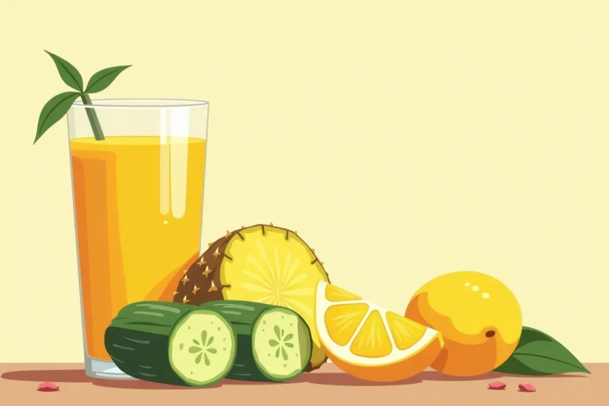Pineapple Cucumber Ginger Lemon Weight Loss Juice - Studio Ghibli anime illustration