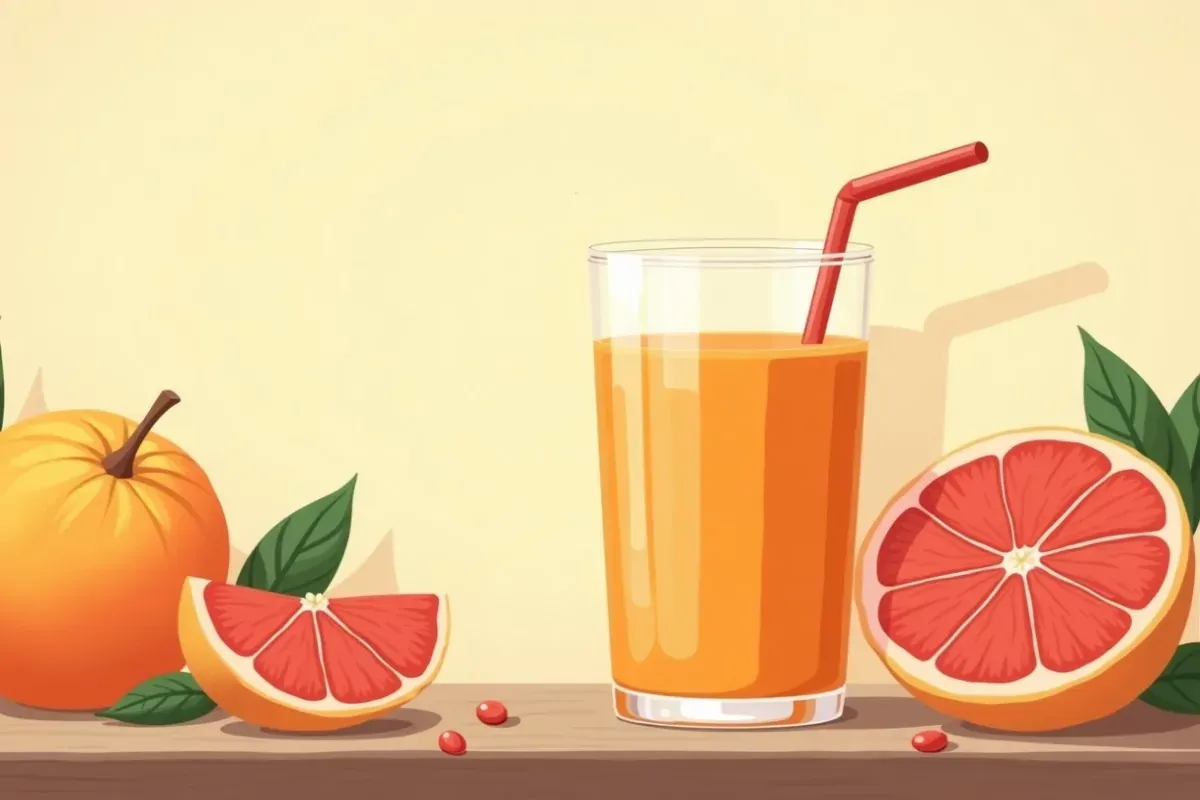 Grapefruit Apple Cider Vinegar Detox Drink - Studio Ghibli anime illustration