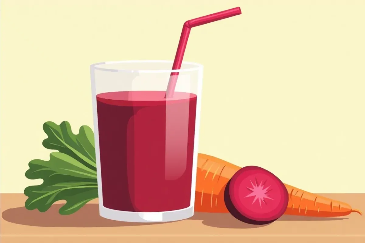 Carrot Beetroot Detox Juice - Studio Ghibli anime illustration