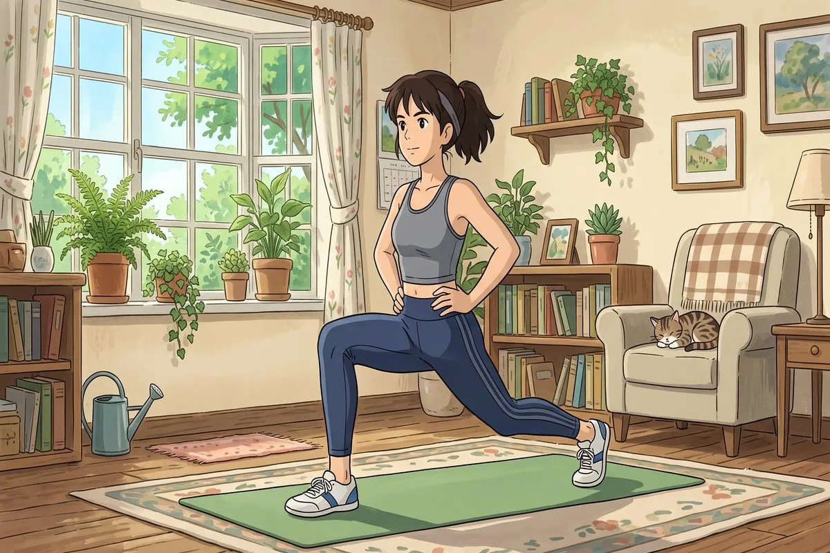 lunges home exercise to lose weight fast no equipment anime illustration
