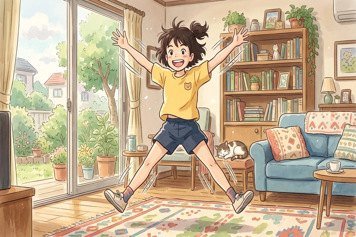 jumping jacks home exercise to lose weight fast no equipment anime illustration