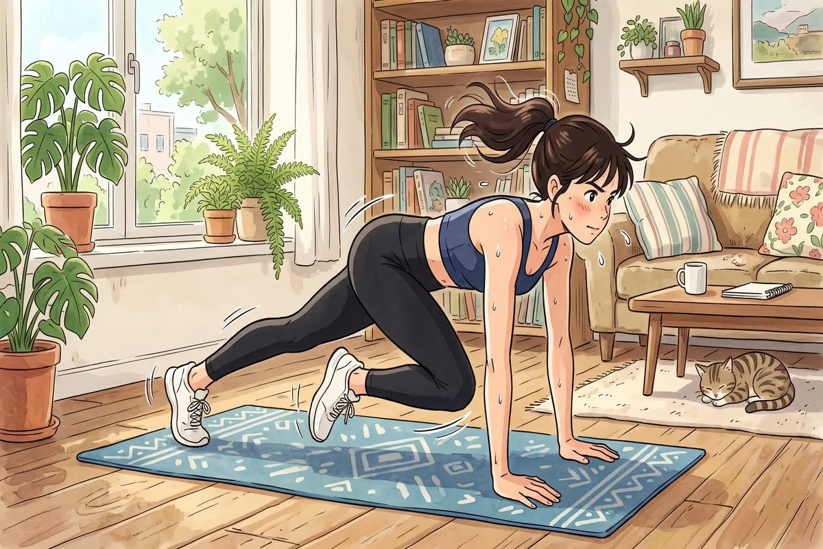 mountain climbers home exercise to lose weight fast no equipment anime illustration
