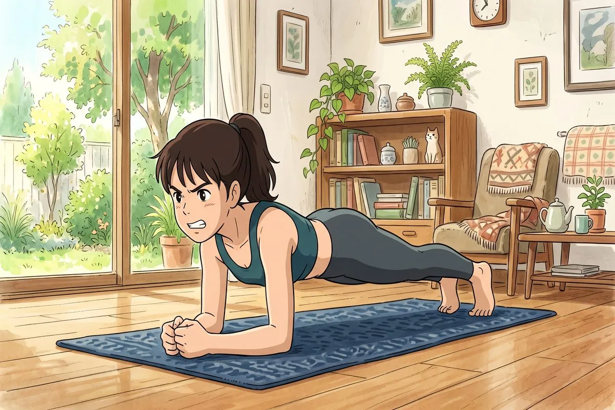 planks home exercise to lose weight fast no equipment anime illustration