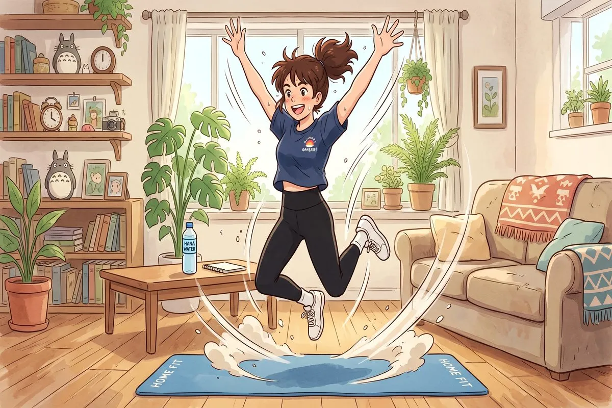 burpees home exercise to lose weight fast no equipment anime illustration
