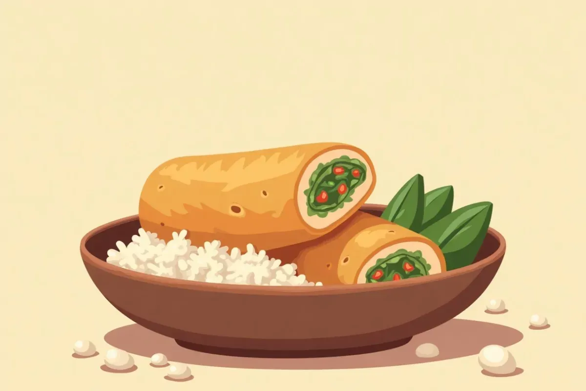 Keto Diet Recipe Egg Roll in a Bowl - Studio Ghibli anime illustration