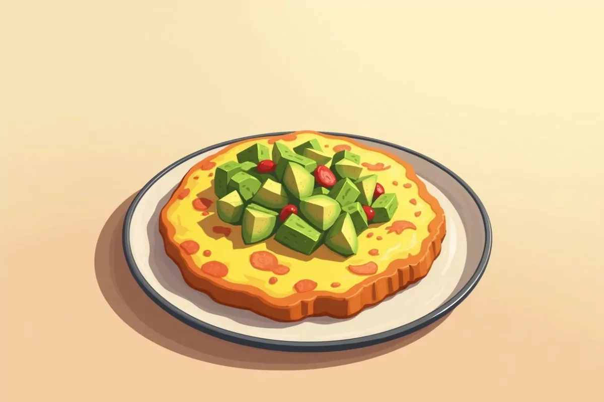 Masala Frittata with Avocado Salsa - Studio Ghibli anime illustration