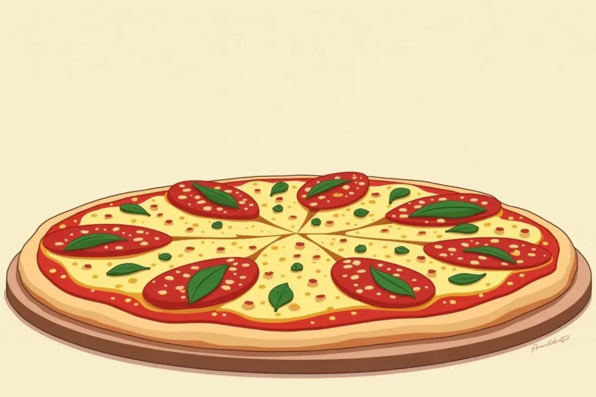 Keto Chicken Pizza - Studio Ghibli anime illustration
