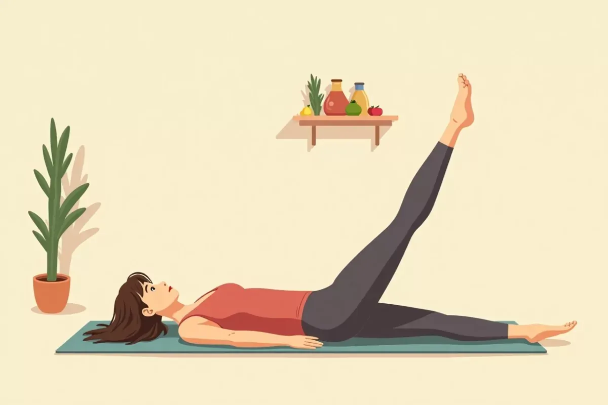 Beginner Pilates exercises at home - Studio Ghibli anime illustration