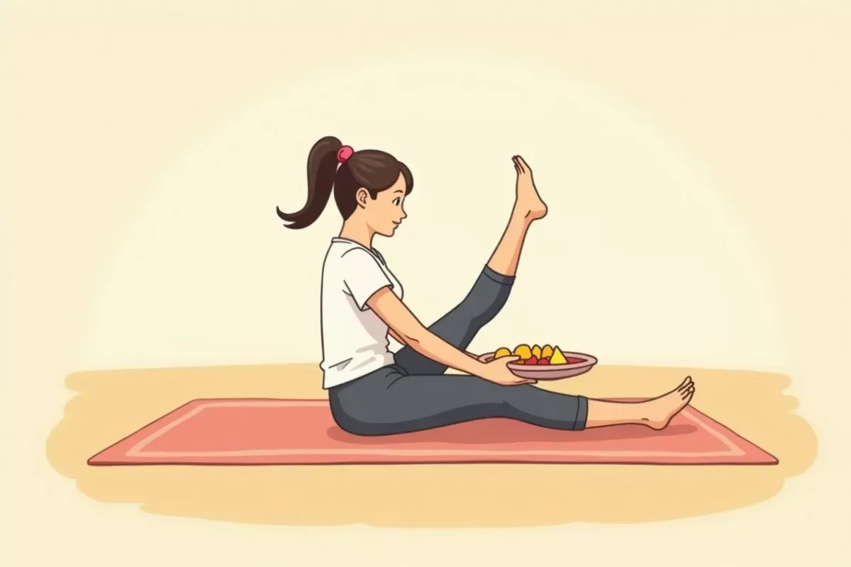 Pilates core exercises for beginners - Studio Ghibli anime illustration