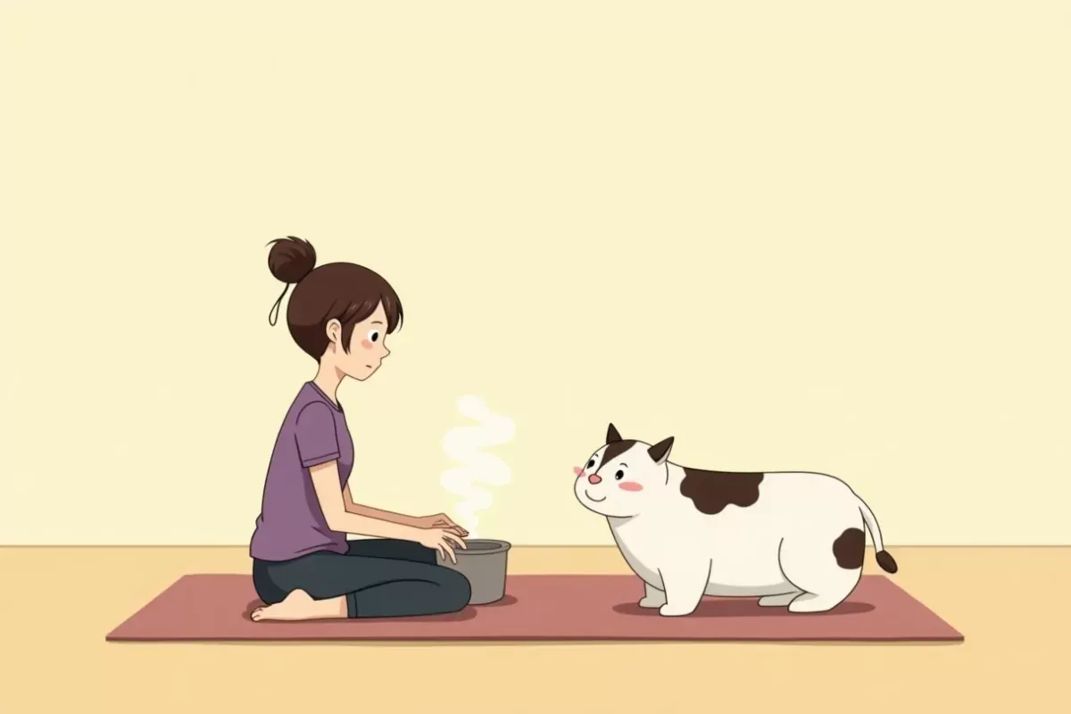 Workout 7 Somatic Cat-Cow - Studio Ghibli anime illustration