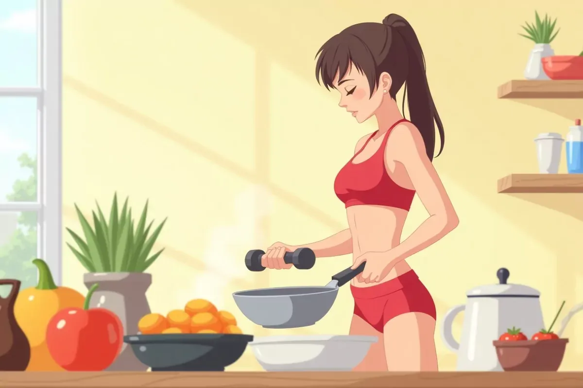 Upper Body Workout - Studio Ghibli anime illustration