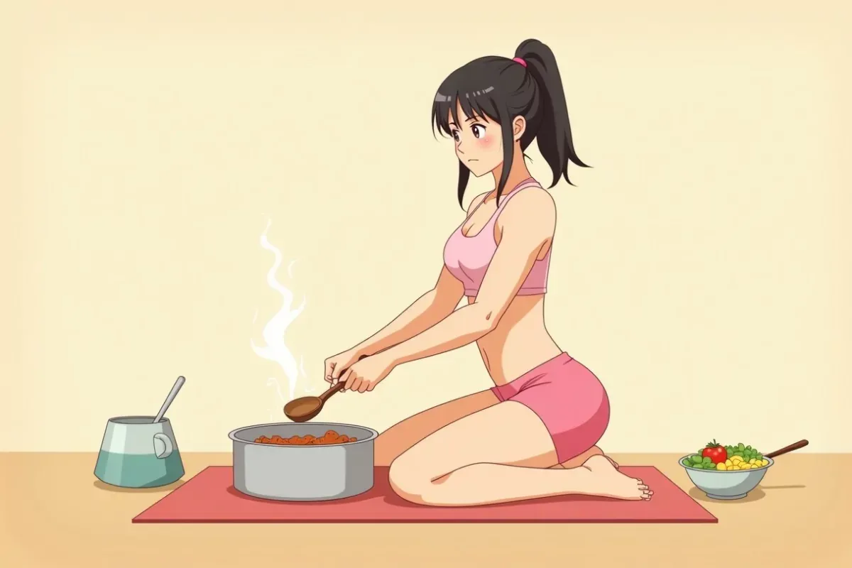 Lower Body Workout - Studio Ghibli anime illustration