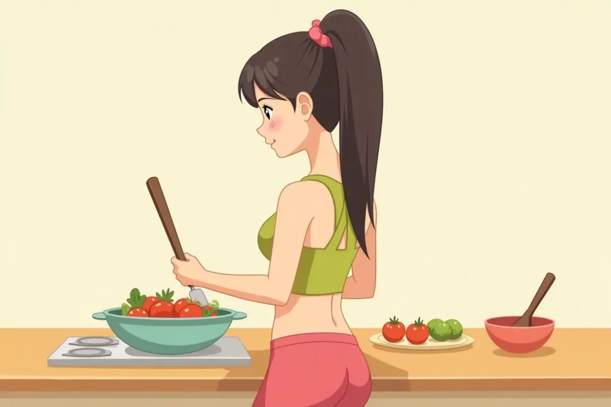 Upper Body Workout - Studio Ghibli anime illustration