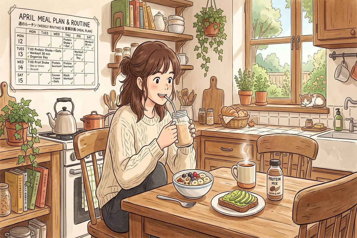 tips incorporating protein shakes diet weight loss anime illustration