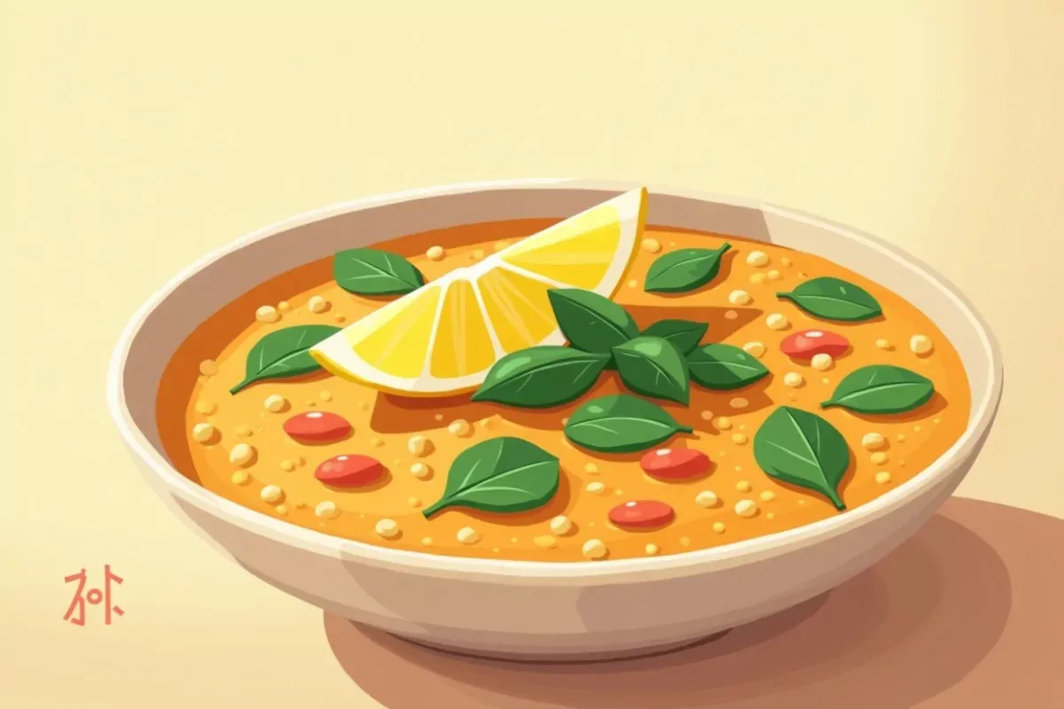Lentil soup with spinach and lemon - Studio Ghibli anime illustration