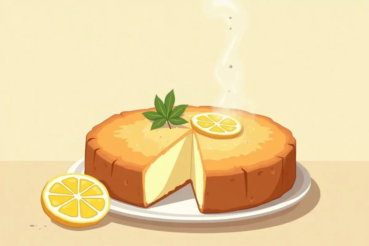 Lemon cake with yogurt and poppy seeds - Studio Ghibli anime illustration