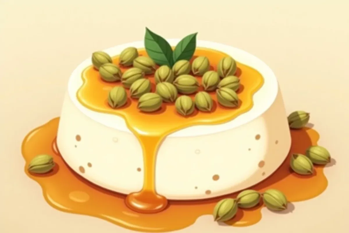 Ricotta cheese with honey and pistachios - Studio Ghibli anime illustration