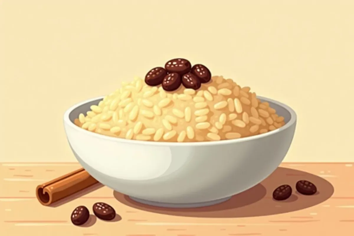 Rice pudding with raisins and cinnamon - Studio Ghibli anime illustration