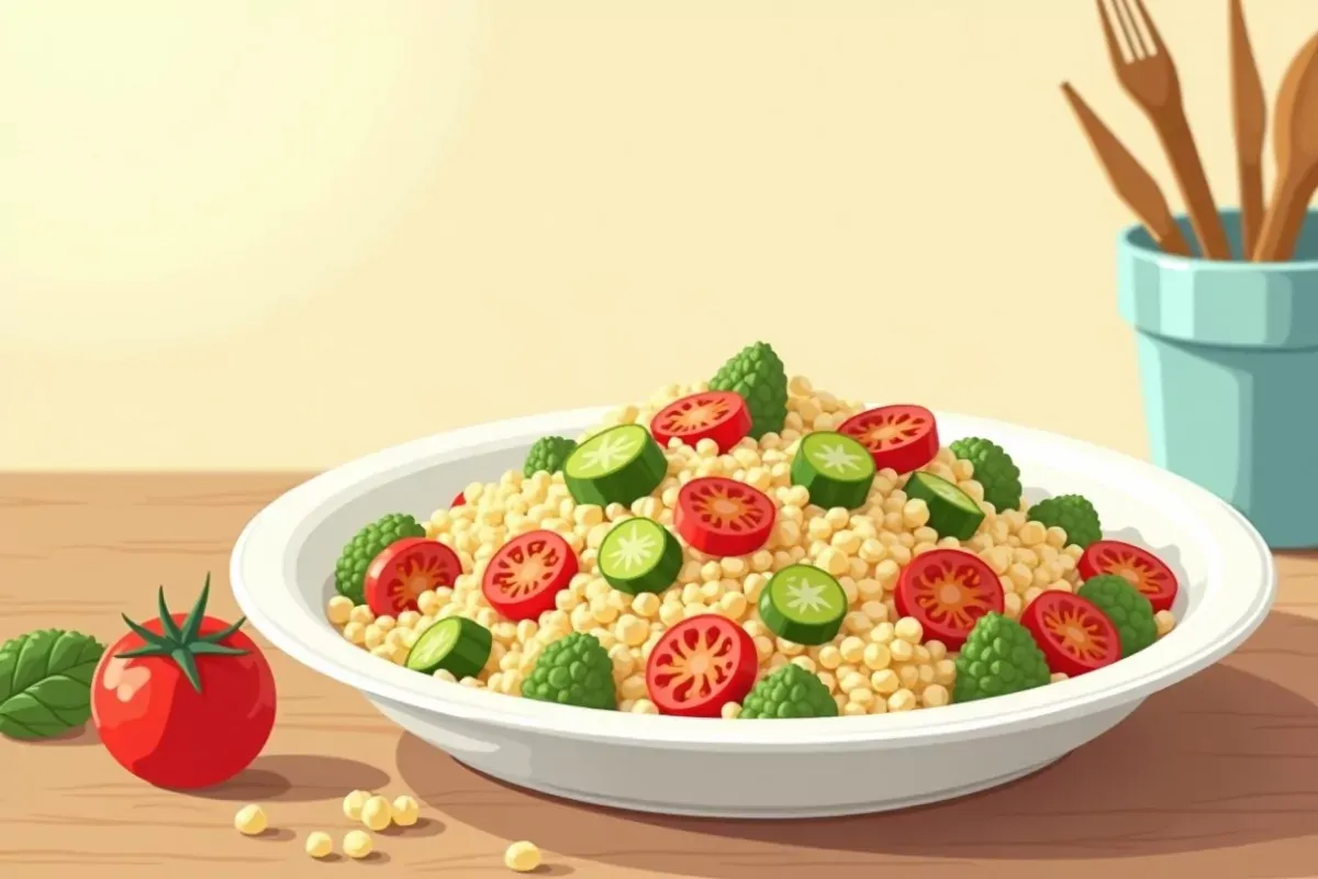 Mediterranean Quinoa Salad - Studio Ghibli anime illustration
