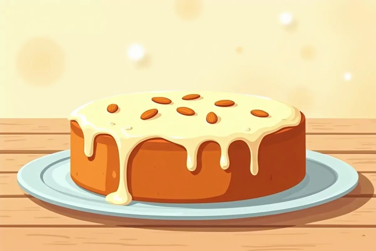 Almond cake with orange glaze - Studio Ghibli anime illustration