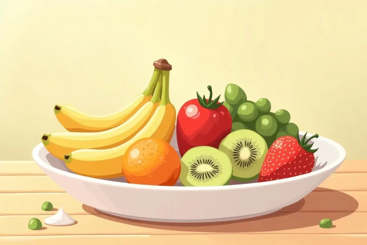Fruit salad with yogurt and honey - Studio Ghibli anime illustration