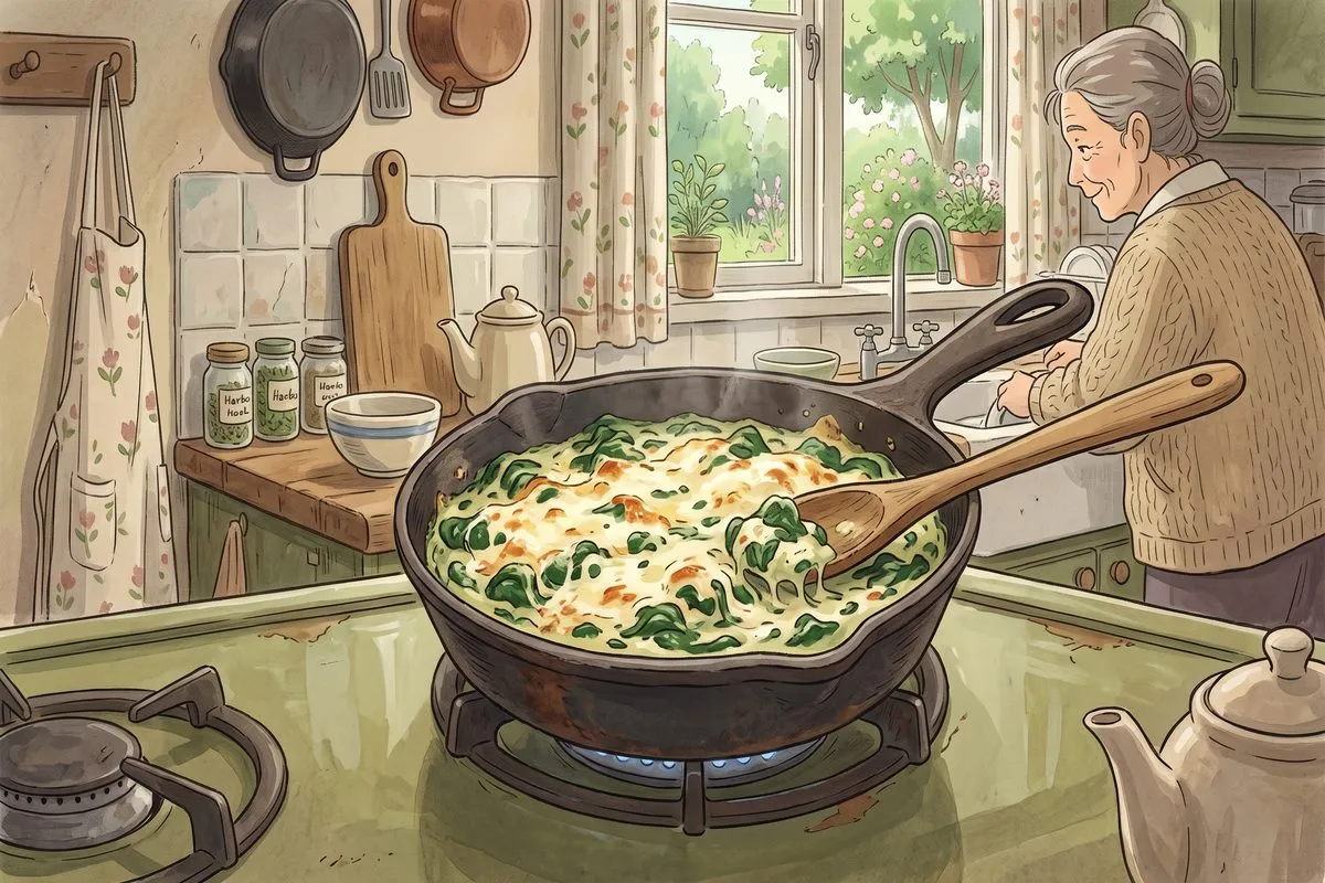creamed spinach cream cheese mozzarella low carb recipe anime illustration