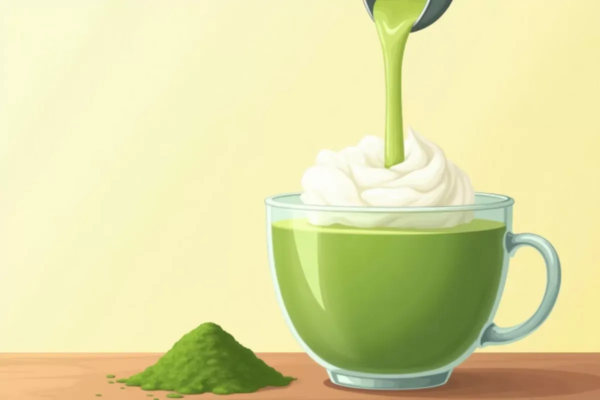 Green tea with matcha and coconut milk - Studio Ghibli anime illustration