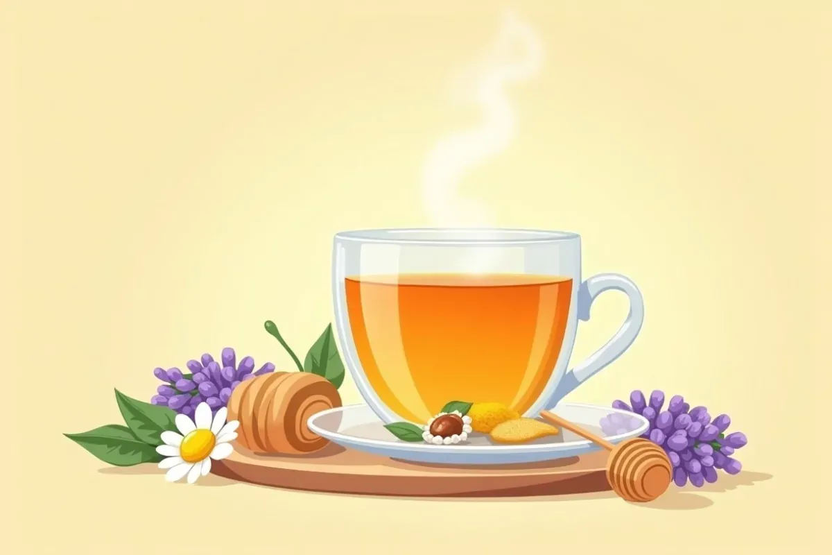 Chamomile tea with lavender and honey - Studio Ghibli anime illustration