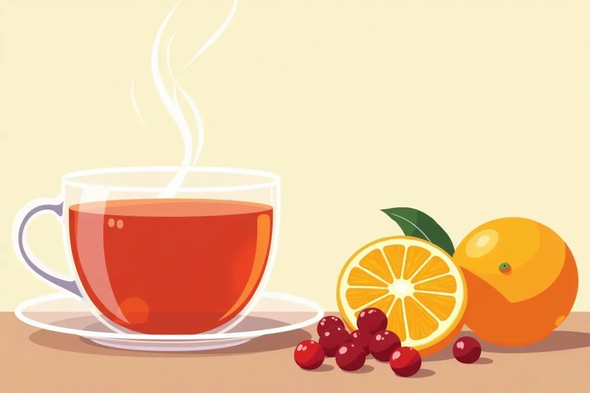 Rosehip tea with cranberry and orange - Studio Ghibli anime illustration