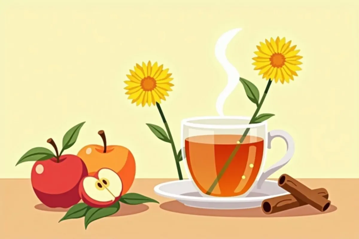 Dandelion tea with apple and cinnamon - Studio Ghibli anime illustration