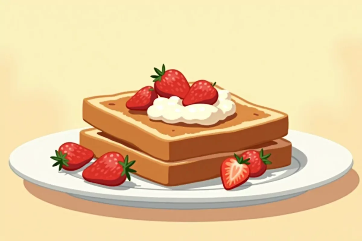 9. French Toast with Strawberries and Cream Cheese - Studio Ghibli anime illustration