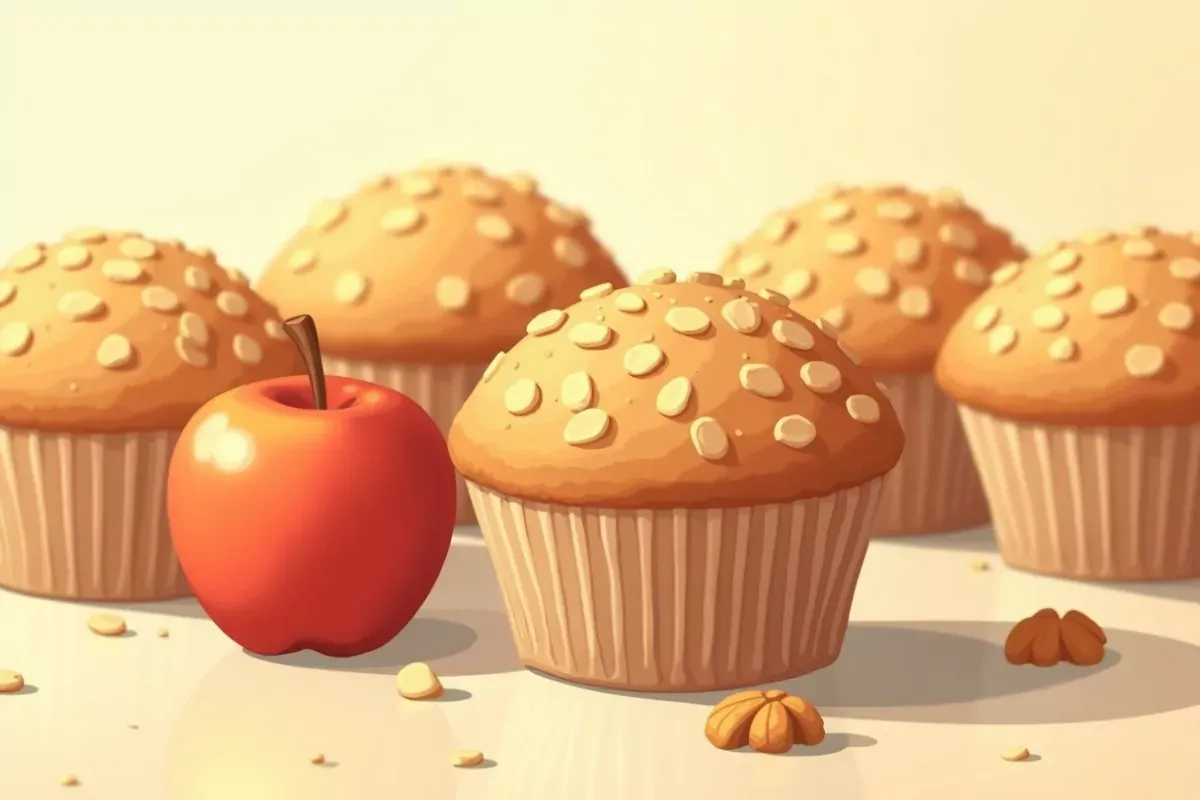 8. Apple Cinnamon Muffins with Oatmeal and Walnuts - Studio Ghibli anime illustration
