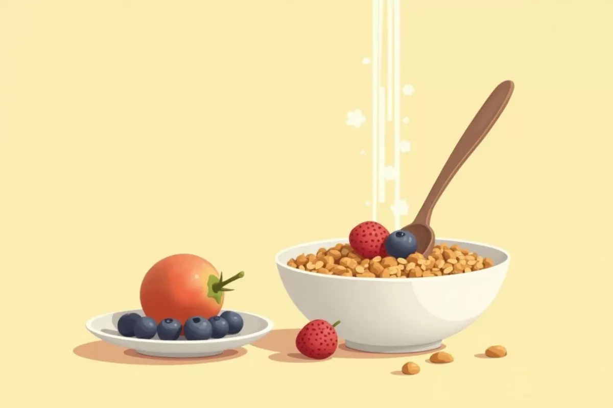 24. Breakfast Granola with Yogurt and Fruit - Studio Ghibli anime illustration