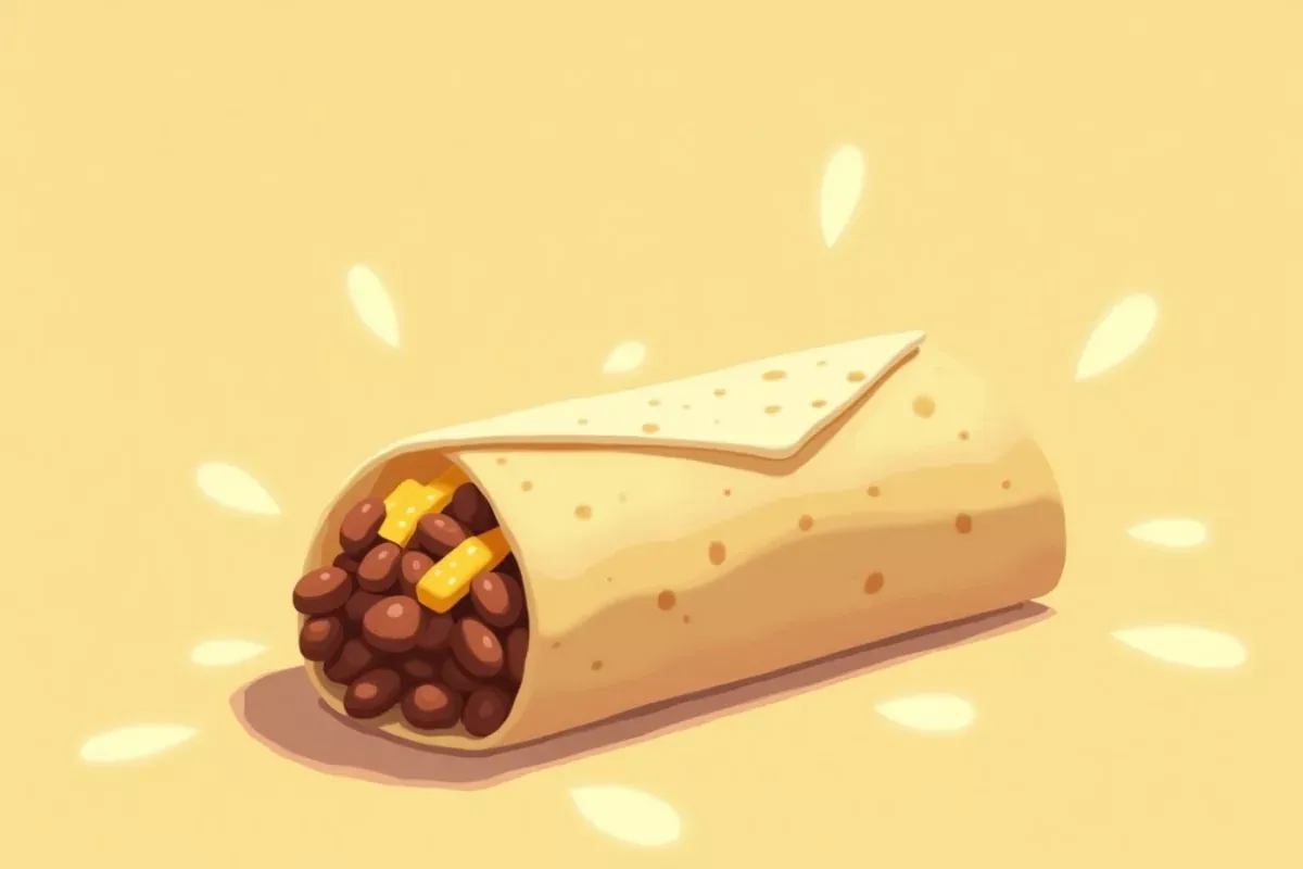 7. Breakfast Burrito with Beans and Cheese - Studio Ghibli anime illustration