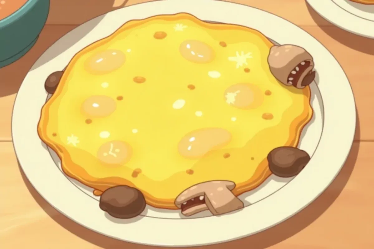 10. Omelet with Mushrooms and Cheese - Studio Ghibli anime illustration