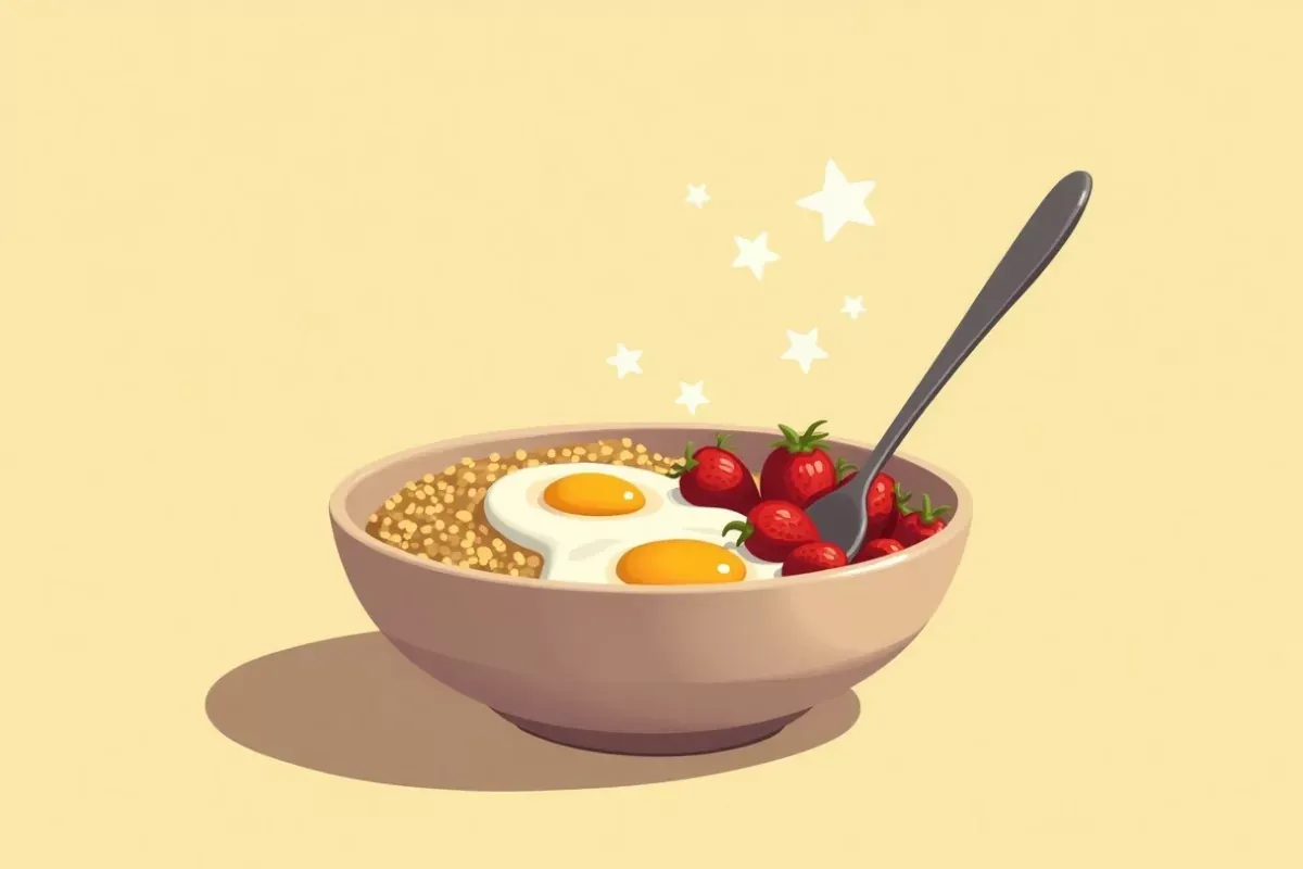20. Breakfast Bowl with Quinoa, Yogurt, and Fruit - Studio Ghibli anime illustration