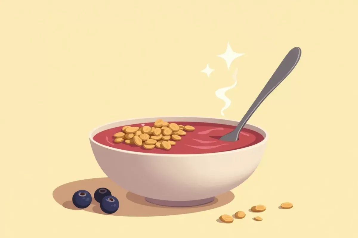 6. Smoothie Bowl with Granola and Fruit - Studio Ghibli anime illustration