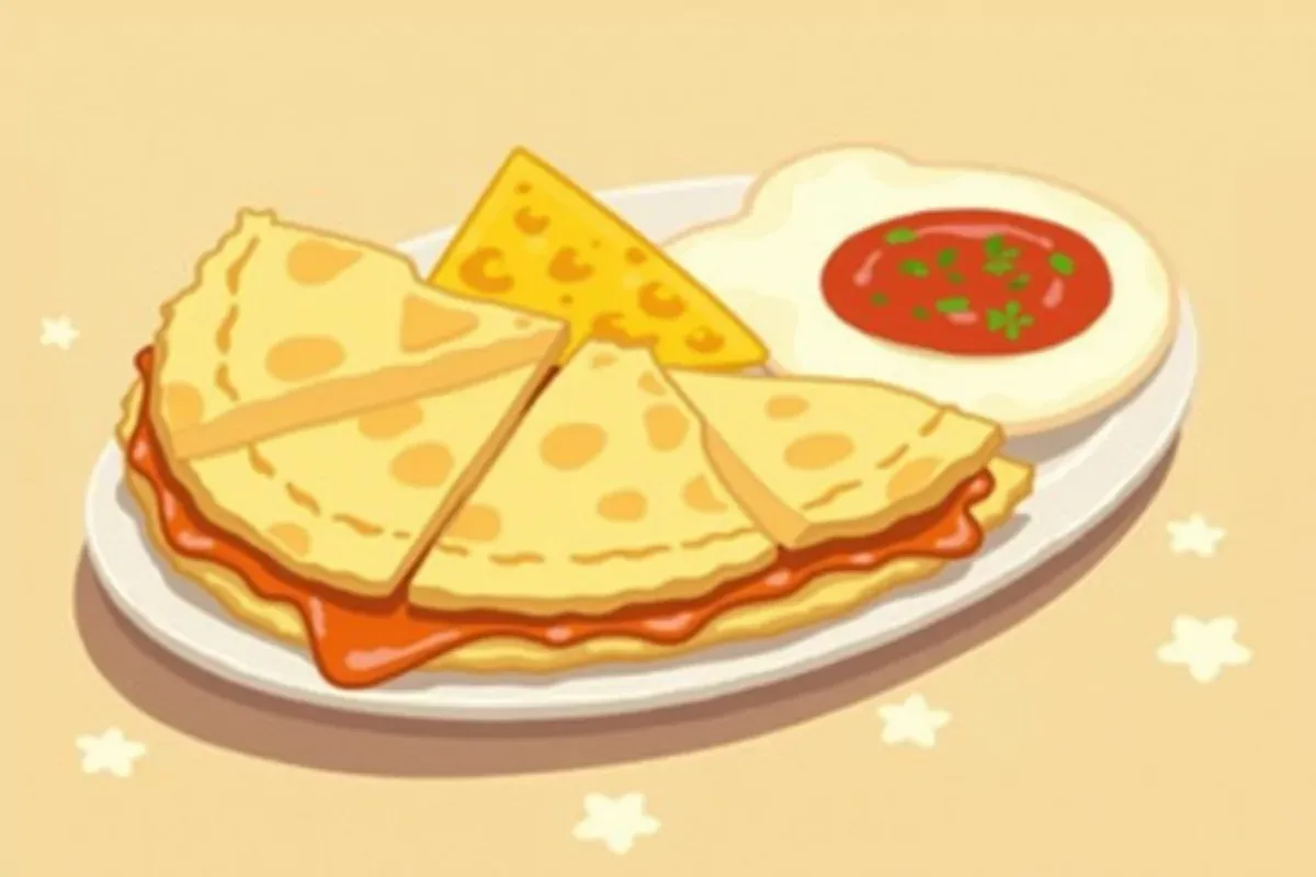 29. Breakfast Quesadilla with Egg, Cheese, and Salsa - Studio Ghibli anime illustration