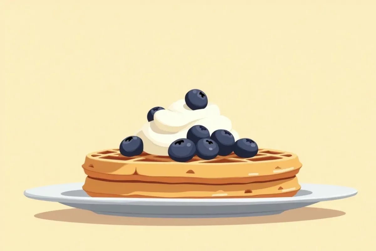 25. Breakfast Waffles with Blueberries and Cream - Studio Ghibli anime illustration