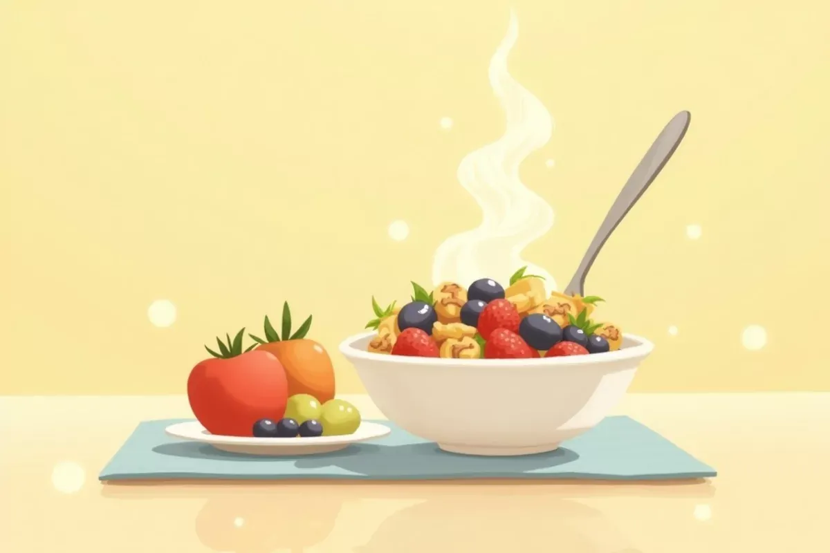 28. Breakfast Fruit Salad with Yogurt and Granola - Studio Ghibli anime illustration