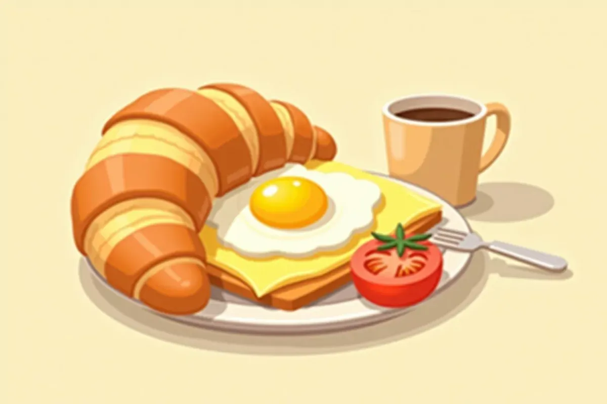 23. Breakfast Croissant with Egg, Cheese, and Tomato - Studio Ghibli anime illustration