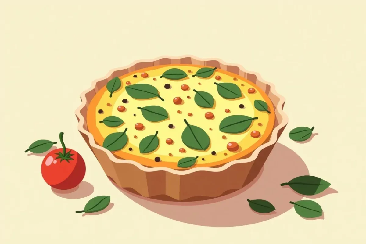 Keto spinach and cheese quiche - Studio Ghibli anime illustration