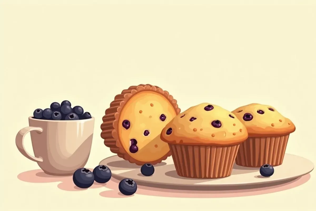 Keto blueberry muffins - Studio Ghibli anime illustration
