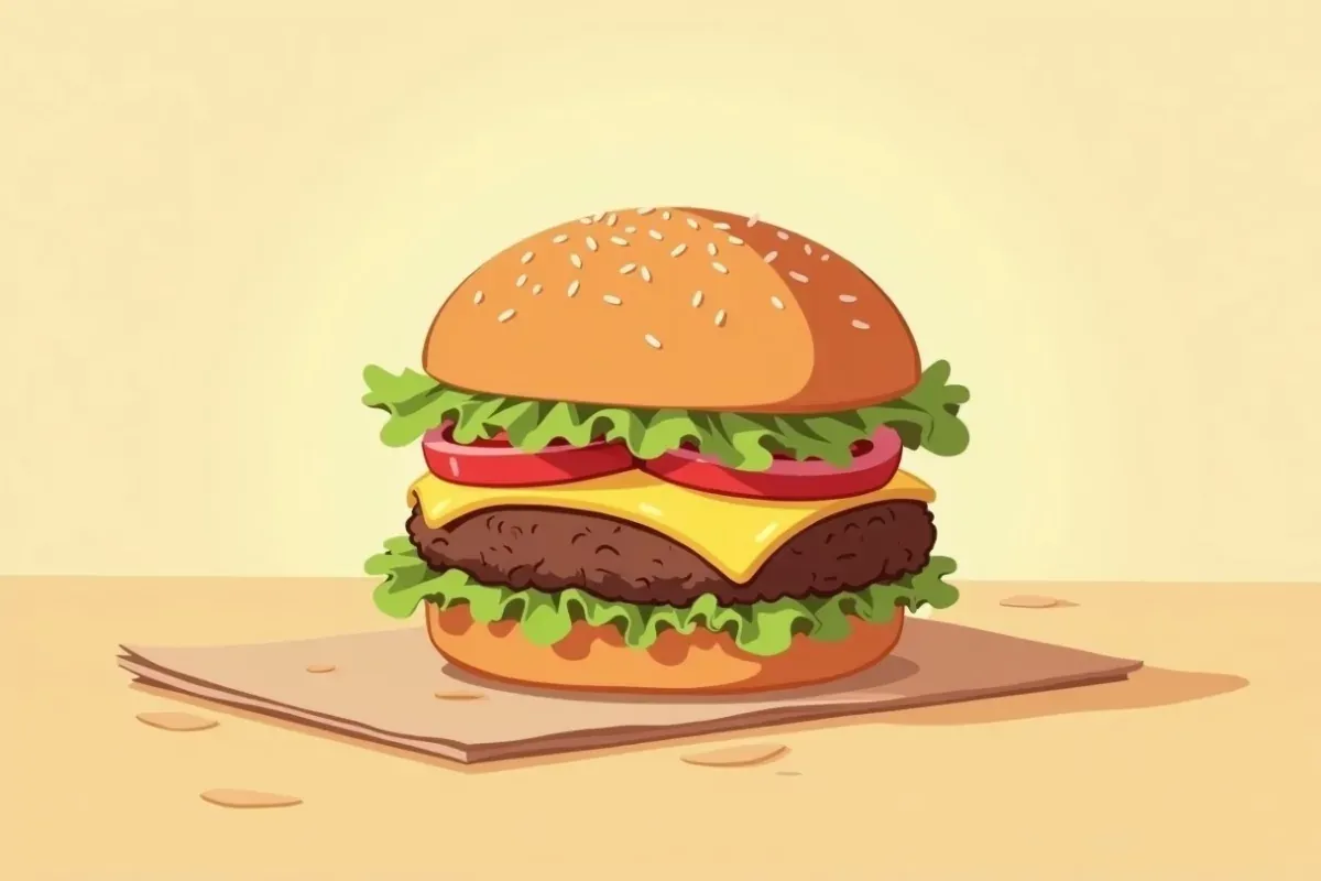 Keto butter burgers - Studio Ghibli anime illustration