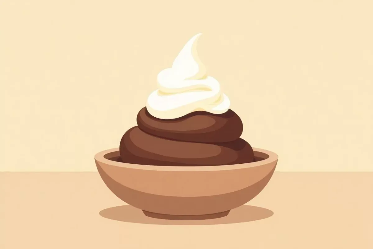 Keto chocolate mousse with whipped cream - Studio Ghibli anime illustration