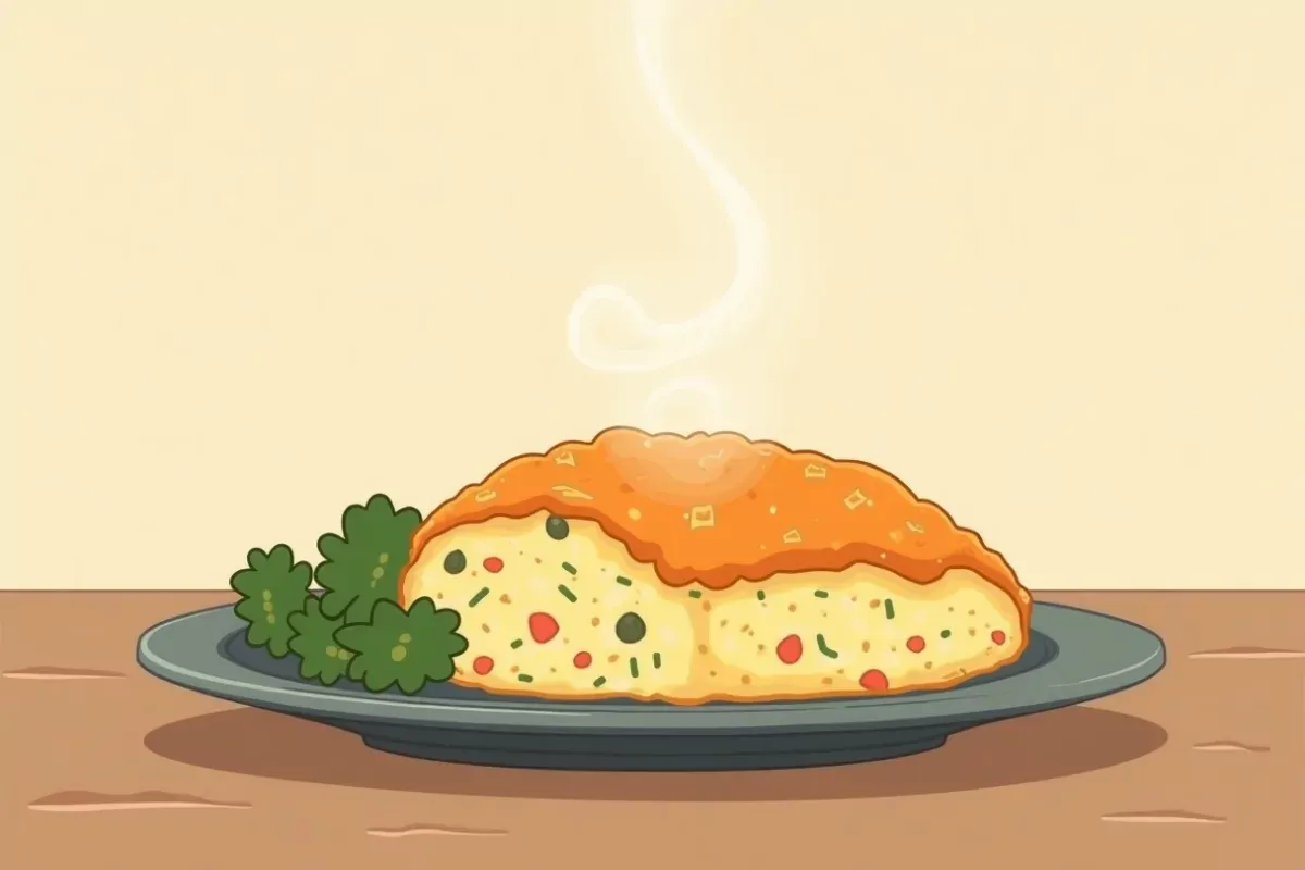 Keto chicken cordon bleu casserole - Studio Ghibli anime illustration