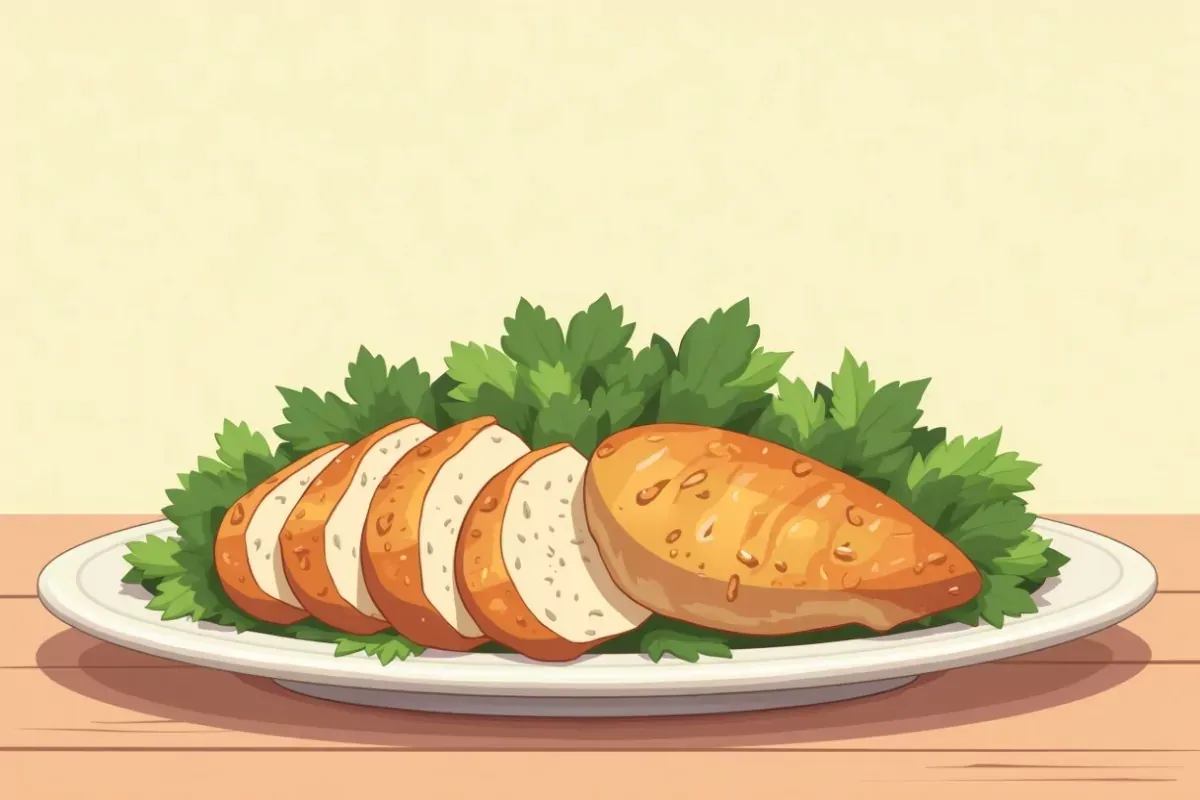 Keto chicken and avocado salad - Studio Ghibli anime illustration