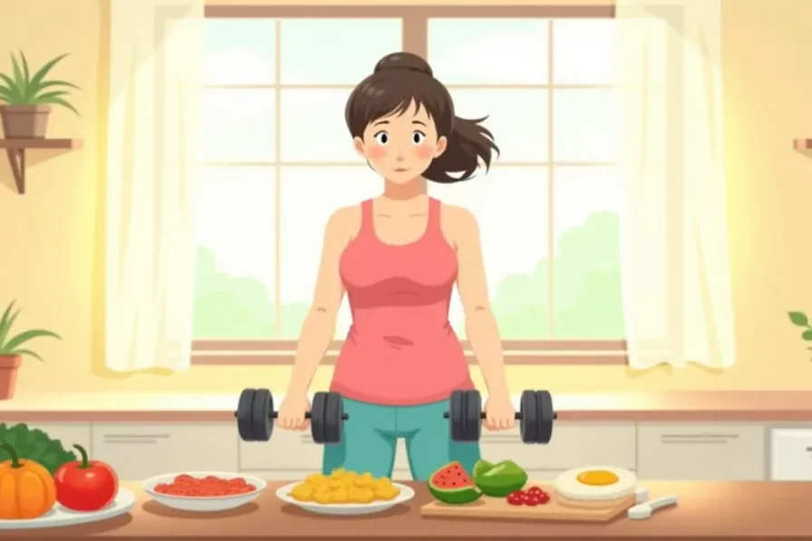 30-Minute Dumbbell Workout at Home for Strength and Fat Loss - Studio Ghibli anime illustration