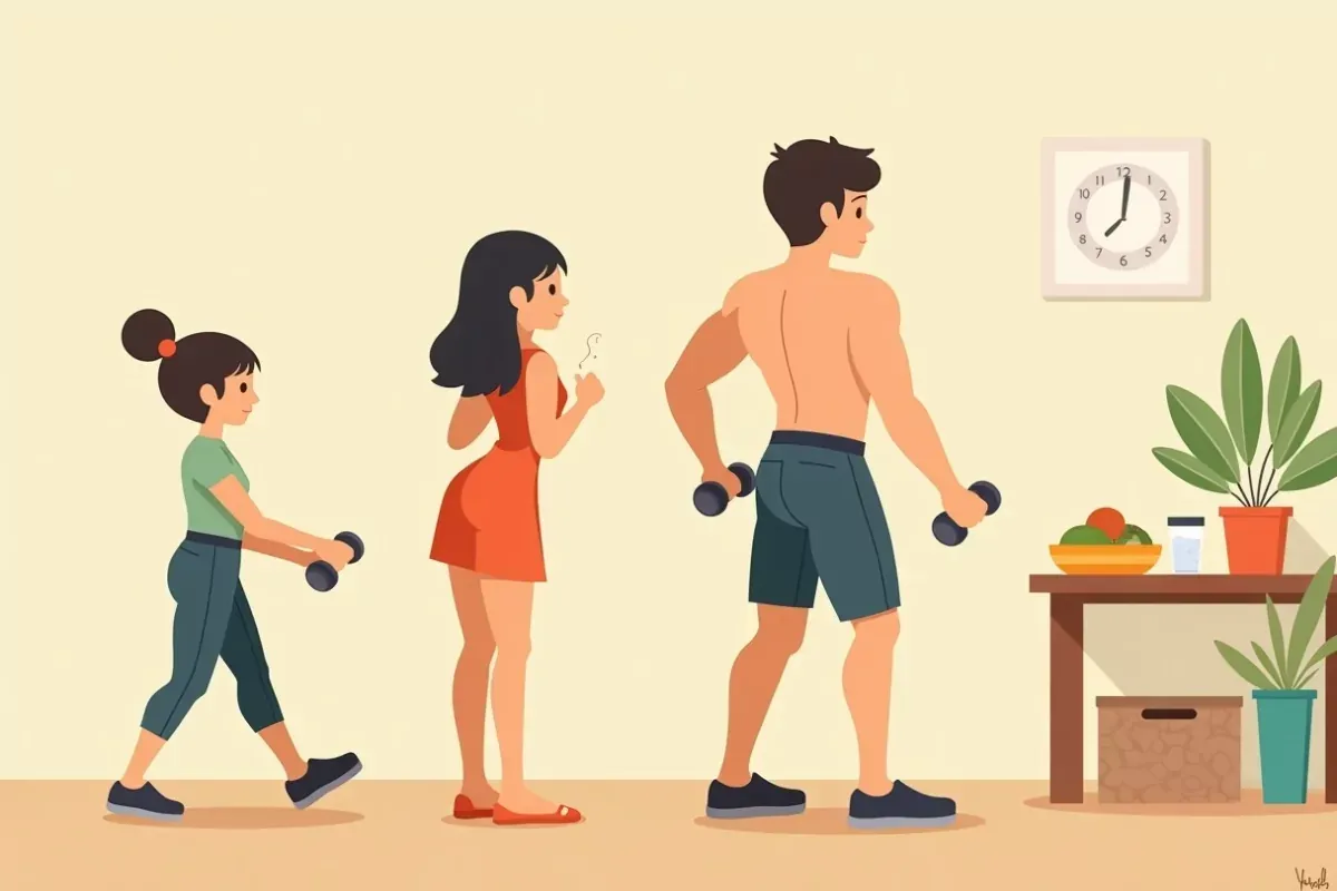 From Beginner to Bodybuilder: A Dumbbell Journey Through Time - Studio Ghibli anime illustration